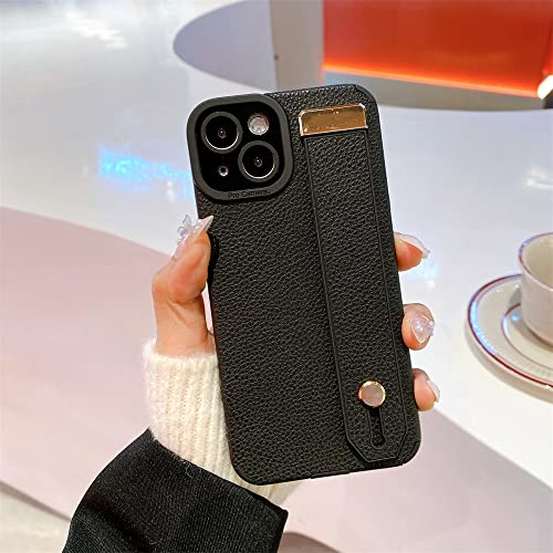 Étui en cuir noir pour iPhone 13 et 12 Pro Max avec poignée chic