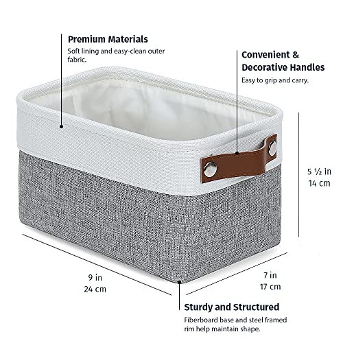 Organihaus Small Fabric Storage Bins For Shelves 6 Pack | 9X7In Closet Storage Bins For Shelves | Cloth Baskets For Organizing | Fabric Bins | Linen Closet Organizers | Fabric Baskets - Gray/White #TOP1
