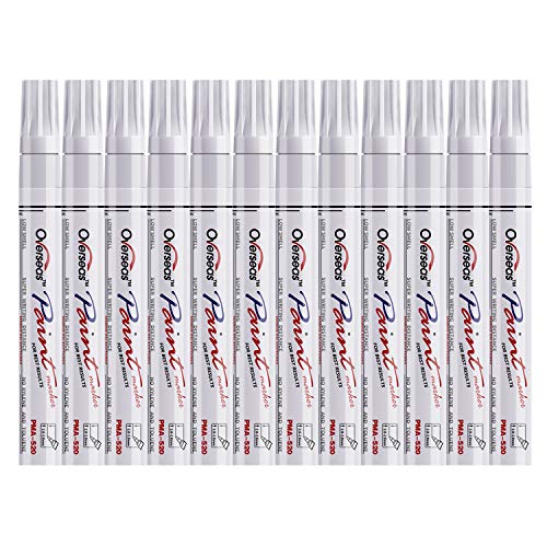 White Paint Pens Paint Markers, 12 Pack Waterproof Oil-Based Paint Pen Set Quick Dry and Permanent, Markers for Rock Painting, Stone, Ceramic, Wood, Fabric, Plastic, Canvas, Glass, Mugs, Tires White Paint Pens Paint Markers, 12 Pack Waterproof Oil-Based Paint Pen Set Quick Dry and Permanent, Markers for Rock Painting, Stone, Ceramic, Wood, Fabric, Plastic, Canvas, Glass, Mugs, Tires