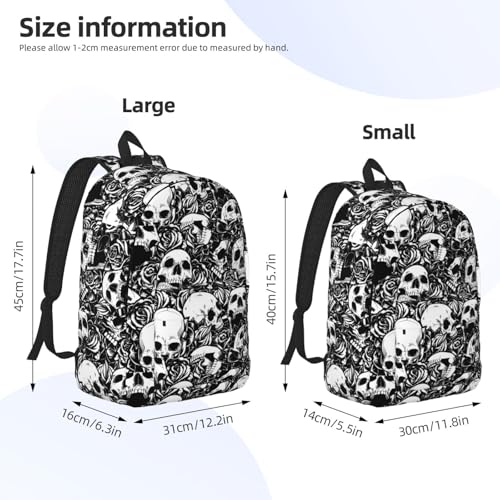 BREAUX Black Floral Skull Canvas Casual Lightweight Duffel Bag, Fashion Duffel Bag, Unisex Travel Backpack4