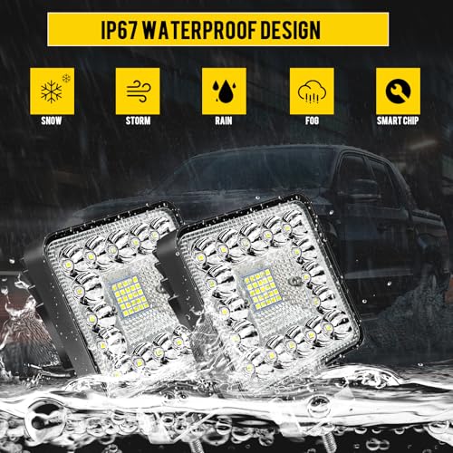 LED Tractor Work Lights MUVKQC 4 Inch 123W 12000lm Square Light Bar 12V 24V Cube LED Pod Lights Waterproof Off-Road Driving Fog Light for Car Boat ATV UTV RV Golf Cart Lawn Mower (20pc) by MUVKQC - Image 5