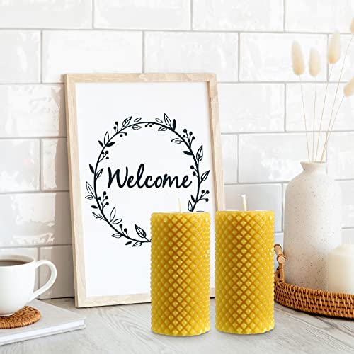 3 Pcs Diamond Pillar Candles 2 X 4 Inch Yellow 20Hours Burning Handmade Candles Dripless Pillar Candle Rustic Diamond Pillar Candles For Wedding Christmas Holidays Spa Church Home Decor #TOP6