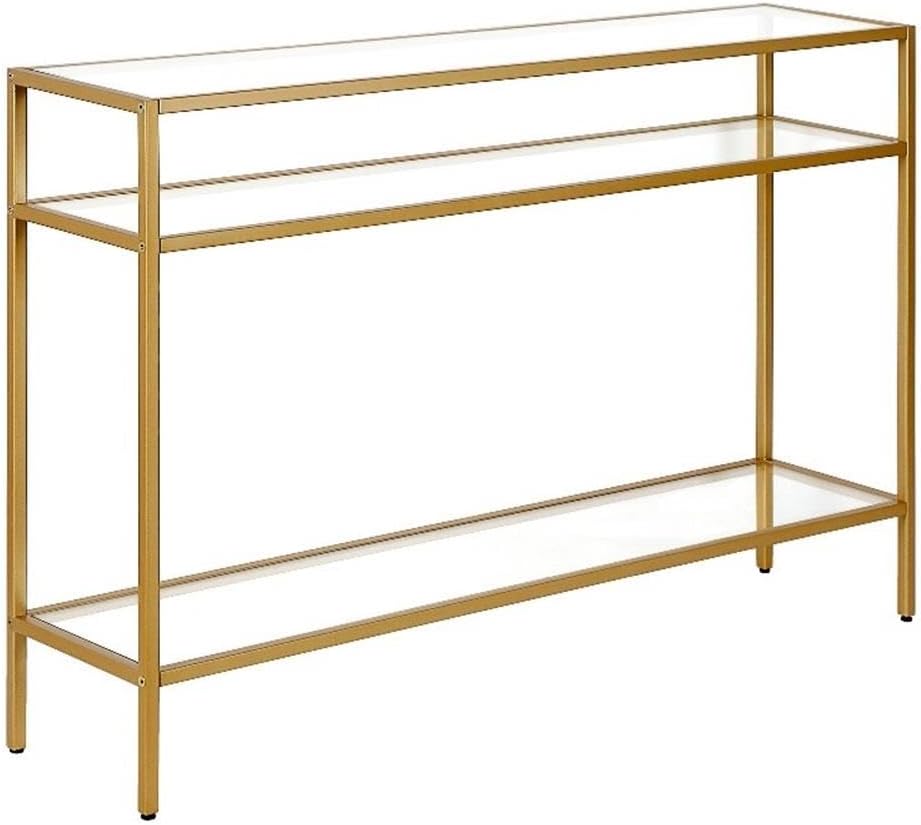 Siviline 42'' Wide Rectangular Console Table in Brass
