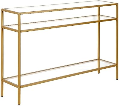 Siviline 42 Wide Rectangular Console Table in Brass