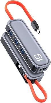Rock Tip C-PD ve Çok Fonksiyonlu Yerleştirme İstasyonu USB 3.0 HUB-SD Kart Okuyucu Adaptörü için 5'i 1 arada - HDMI Bağlantı Noktası 5GBPS 4K Video Dönüştürücü (Gri) Tip C - 5'i 1 Arada Dönüştürücü