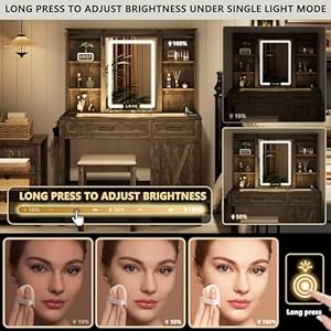 Farmhousemakeupvanitywithchargingstationvanitysetwithstoolslidingmirror3brightnesslightslargestorageglasstopdressingtablewithdrawersandshelvesforwomengirlsdarkoak Urban Country Home Decor Farmhouse makeup vanity with charging stationvanity set with stoolsliding mirror3brightness lightslarge storage glass top dressing table with drawers and shelves for womengirlsdark oak urban country home decor