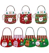 BEEFLYING 7 Pcs Noël Tissus Non-Tissés Sacs de Bonbons Motifs Mixtes Sacs à Cordon avec Poignée R...