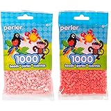 Perler Bead Bag 1000, Bundle of Flamingo Pink and Salmon (2 Pack)