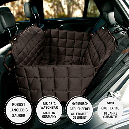 Doctor Bark Hunde 2-Sitz-Autoschondecke für die Rücksitzbank, All-Side Schutz mit Reißverschluss für alle PKWs und SUVs, M in Braun