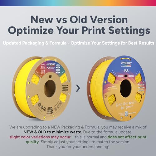 Image of OVERTURE High Speed PLA Filament 1.75mm, Neatly Wound 3D Printer Filament 1kg Spool (2.2lbs) Rapid PLA, Dimensional Accuracy + /- 0.02 mm, Fit Most FDM 3D Printers (Lemon Yellow)