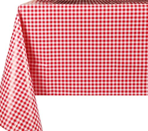 Vinylla Gingham Check Red Easy Wipe Clean Vinyl Tablecloth, Round(Dia. 160 cm)