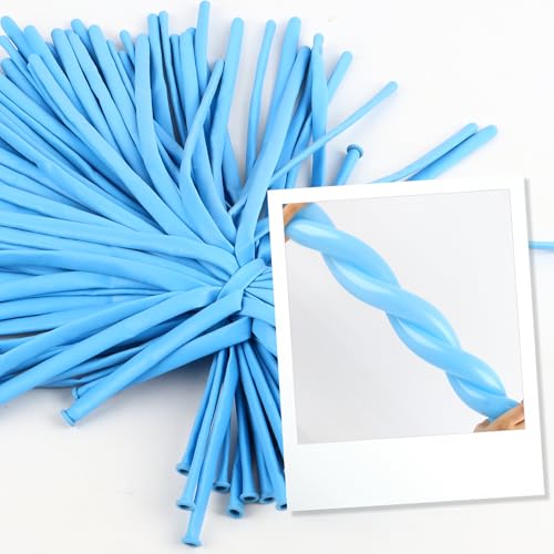Image of Long Balloons - Baby Blue 260 Balloons for Balloon Arch & Party Decor, 100 | Baby Blue long balloons for tying balloon arch & birthday party decorations, thick latex & easy to inflate, great for birthd