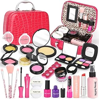 Sanlebi Pretend Makeup Toy Set, 22 PCS Safe Non-Toxic Fake Make Up Set Cosmetic Beauty Kit Role Play Gift for Little Girls Kids Children Age 3