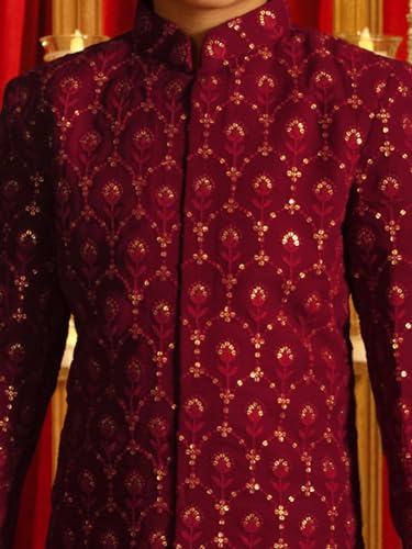 Image of VASTRAMAY Boys VASTRAMAY Boys' Maroon Sherwani Set
