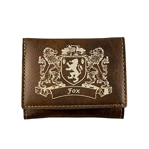 Fox Irish Coat of Arms Rustic Leather Wallet