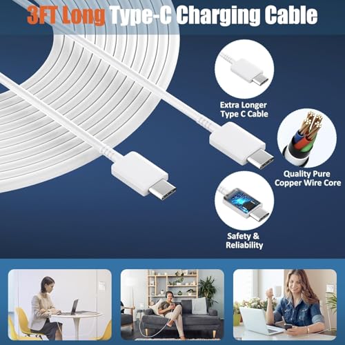 Image of NISHTECH Original USB TYPE-C to USB Type-C Unbreakable 1M Fast Charging Cable compatible with Samsung Galaxy F54 /F34 /F23 /F14,M14 /M34 /M33 /S22 /S23 /S23 Fe 5G /S24 (White)