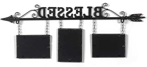 Miniatura 7 de Adeco Marco de fotos decorativo de metal para colgar en la pared con 9 aberturas, para fotos de 4 x 4 pulgadas y 4 x 6 pulgadas