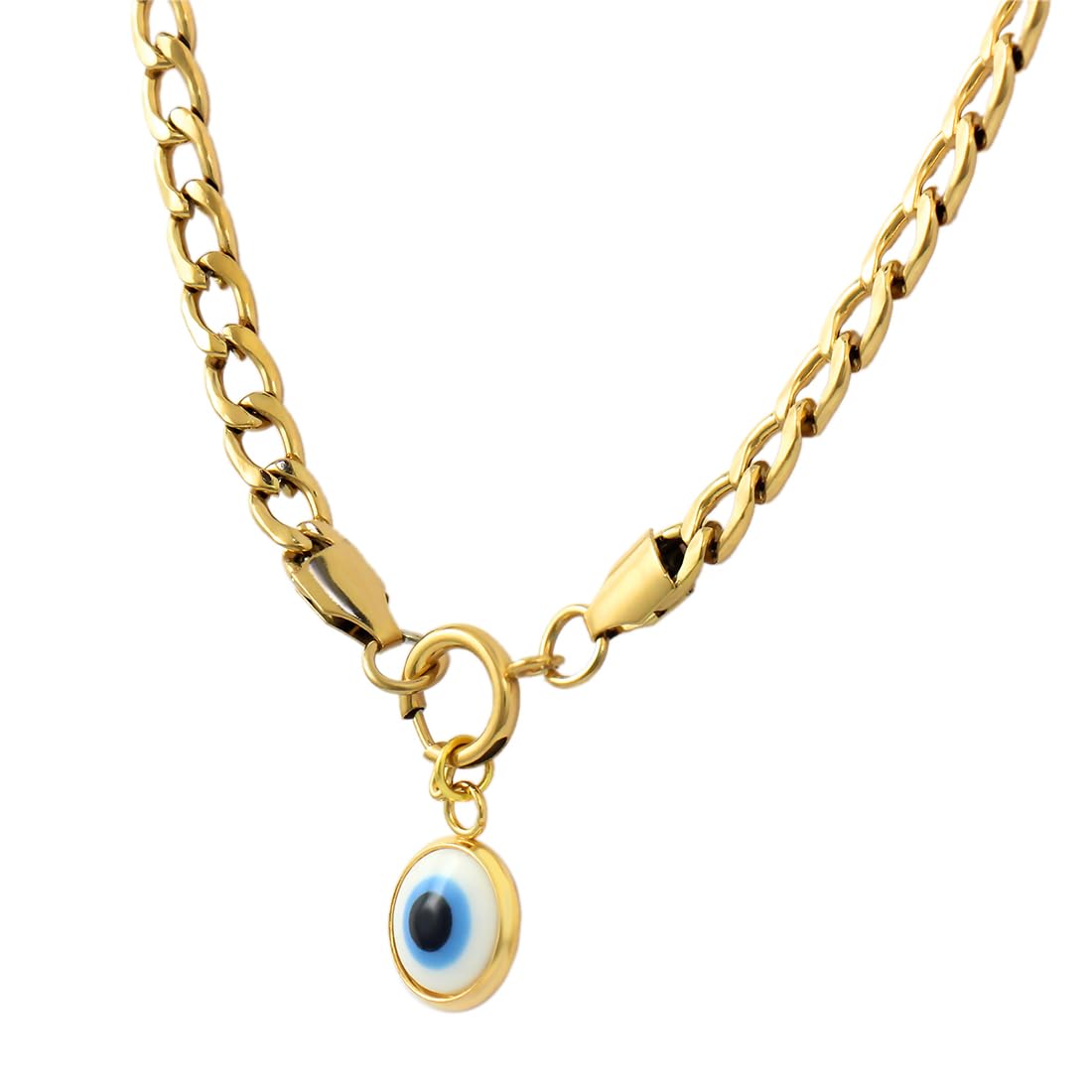 Nakabh Stainless Steel Chain - Gold Plated Evil Eye Charm Necklace for Men, Women, and Unisex (1704302) (B0CJJXPL25) Amazon Price History, Amazon Price Tracker