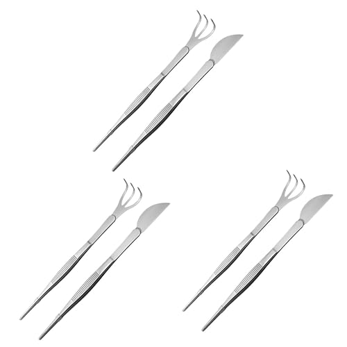Happyyami 3 Unidades de acero inoxidable Bonsái Pinzas Rastrillo Herramienta de rastrillo multifunción de jardinería rastrillo para suculentas 2