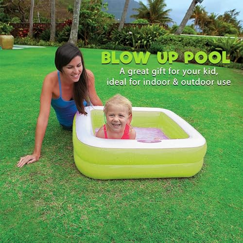 Image of Storio Inflatable Baby Pool for Kids & Toddlers - 90x90x23cm | Light Blue & White | Baby Swimming Pool for Balcony, Garden, Indoor & Outdoor Water Play | Safe & Durable PVC Material