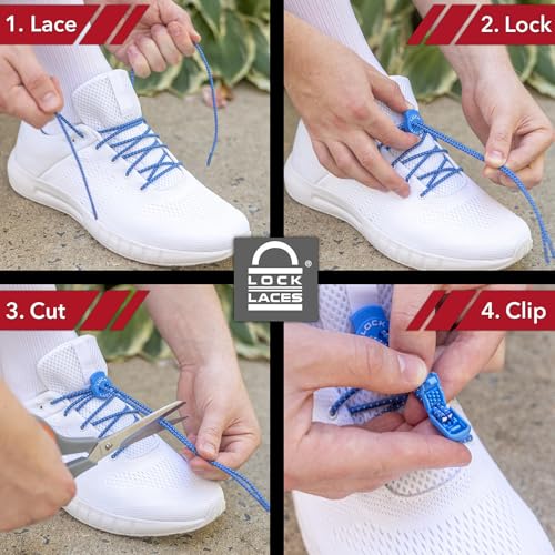 Image of Lock Laces - Elastic No Tie Shoelaces 1 Size Fits All for Kids Adults Tieless Shoe Laces Tennis Shoes Sneakers