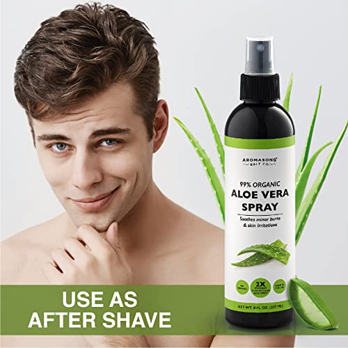 Aromasong Extra Strength Organic Aloe Vera Spray - 2X More Concentrated Aloevera Spray For Face, Skin, Hair And Sunburn Relief. #TOP3