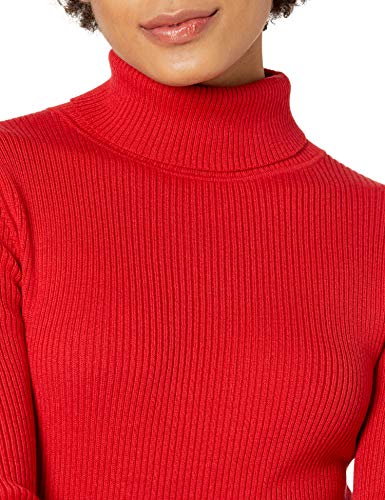Amazon Essentials Women's Slim-Fit Lightweight Long-Sleeve Ribbed Turtleneck Sweater, Cherry Red, Small - image 3