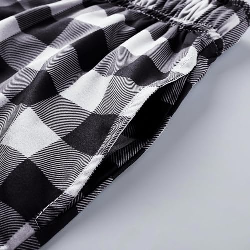 Mens Flannel Plaid Pajama Pants,Casual Loose Wide Leg Sleep Lounge Long Pants Comfy Soft Trousers with Pockets4