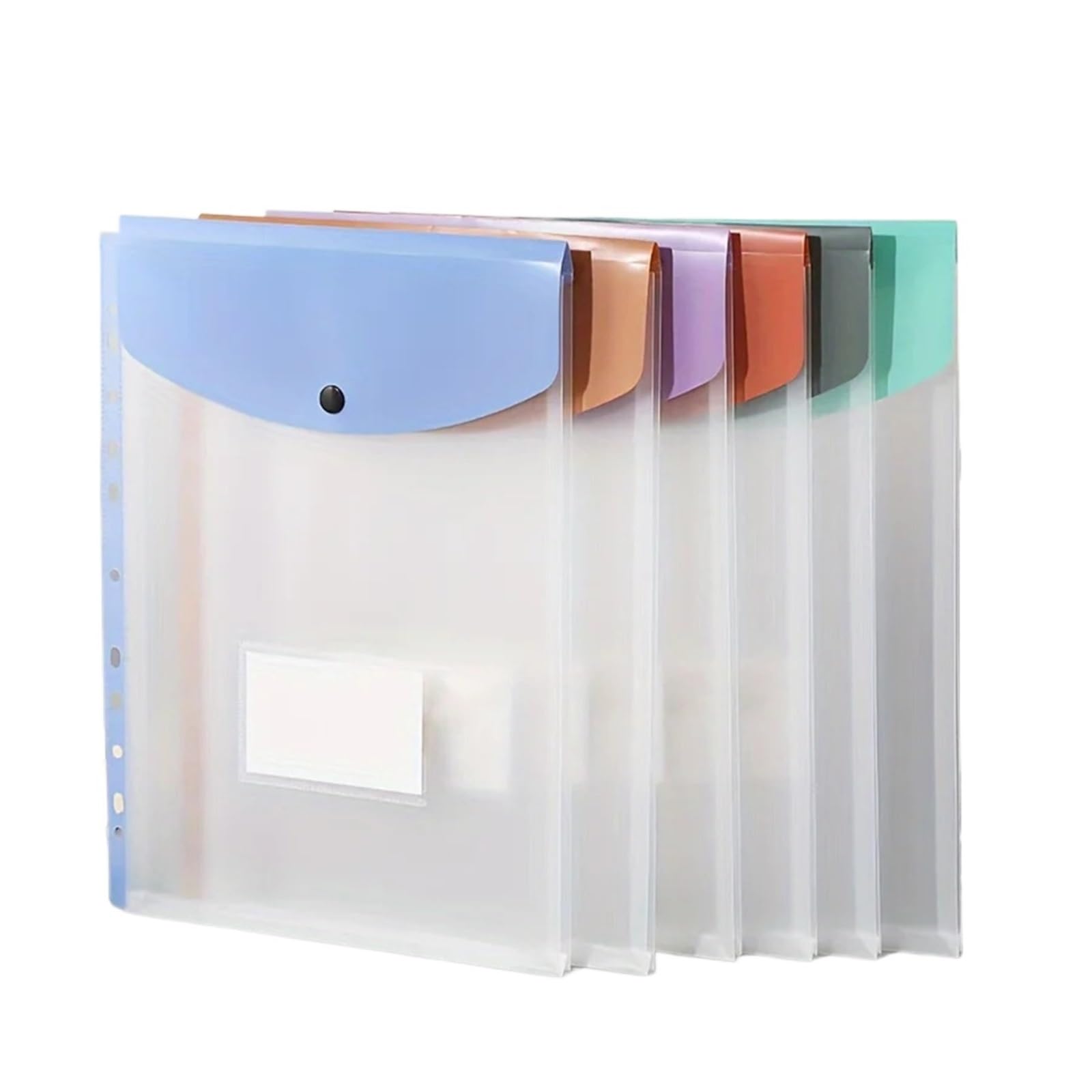 Buste for documenti a fogli mobili a colori verticali e orizzontali A4 da 5/10 pezzi, buste in plastica con chiusura a bottone for documenti(6pcs horizontal)