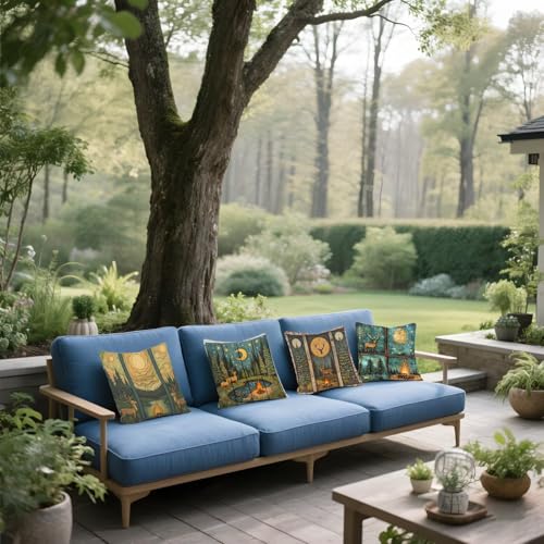 Housse coussin 35x35cm imperméable fermeture éclair invisible lin canapé extérieur