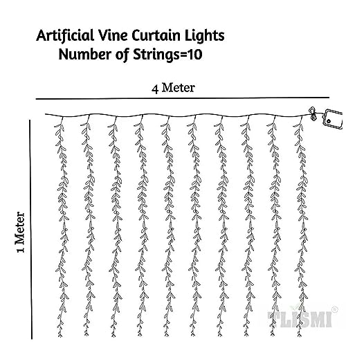 Image of LED Leaf String Light with Artificial Green Vine 2 Meter | Warm White Fairy Lights for Home Decoration, Diwali, Wedding, Bedroom, Balcony, Garden & Party Decor