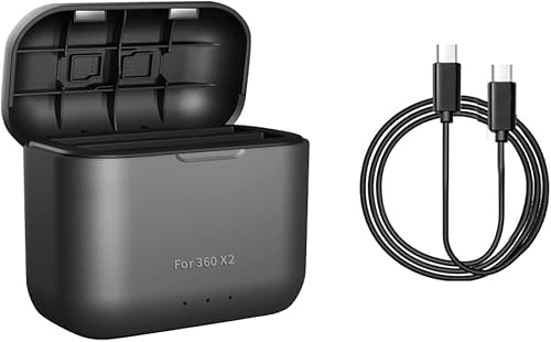 Hub de cargador de batería rápido para Insta360 X2 (no para X3), estación de almacenamiento de carga de batería de 2 canales portátil rápida con