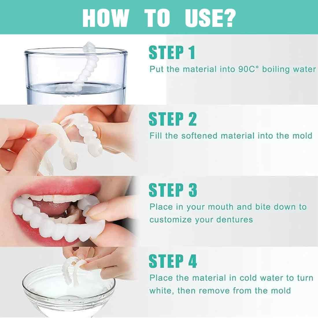 2 Paia Faccette Istantanee, Protesi a Sorriso Perfetti, Denti Finti Cosmetici, impiallacciature denti copertura dentale cosmetica, Denti Finti Cosmetici per Donne e Uomini