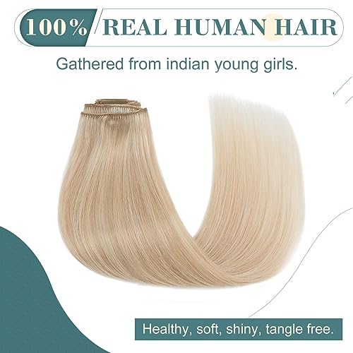 Elailite Clip in Hair Extensions Real Human Hair Remy Hair Full Head, 8 Pcs Invisible Thin Weft - Image 2