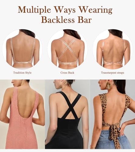 DotVol Women's Backless Multiway Convertible Low Cut Push Up Underwire Bra3