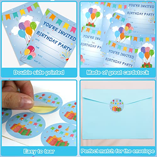 image for chiazllta 30 Pack Birthday Party Invitations Set Boys Girls Kids Invit