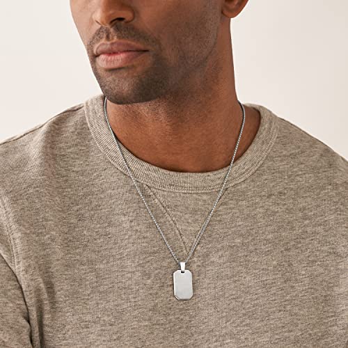 Fossil Men's Stainless Steel Silver Engravable Tag Necklace, Color: Silver (Model: Jf04466040) #TOP4