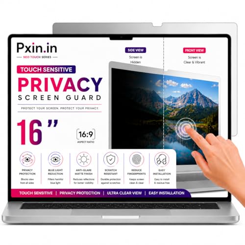 Image of Pxin Neo 15.6 Inch (16:9) | Touch Sensitive Privacy | Anti Blue | Anti Glare | UV (A /B /C) Block| OptiX & BLUVLIGHT Block Layer | Privacy Filter compatible with HP /Dell /Lenovo /Asus /Acer