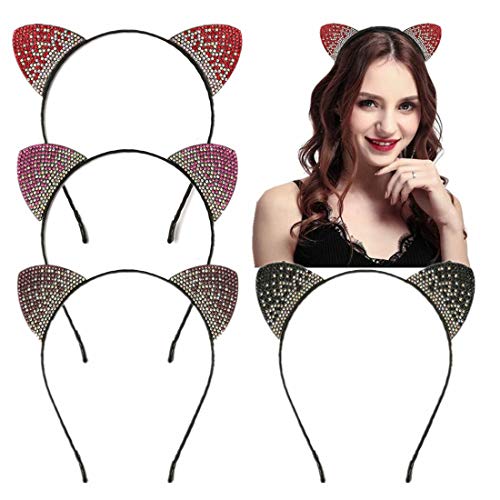 Crystal Headbands Cat Ear Hair Bands Headwear for Women Girls Hair Accessories Pack of 6