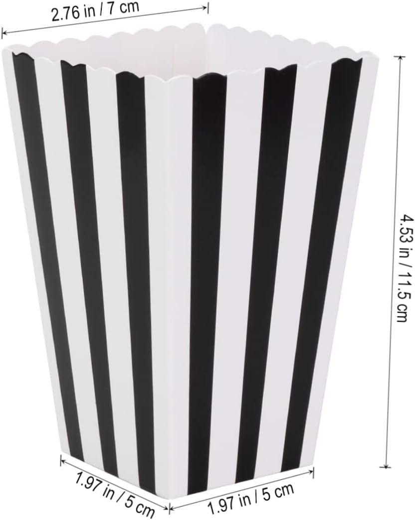 10sets Popcorn Holder Containers for Parties Movie Popcorn Boxes Black Paper Snack Box Wedding Decorations 24pcs*10