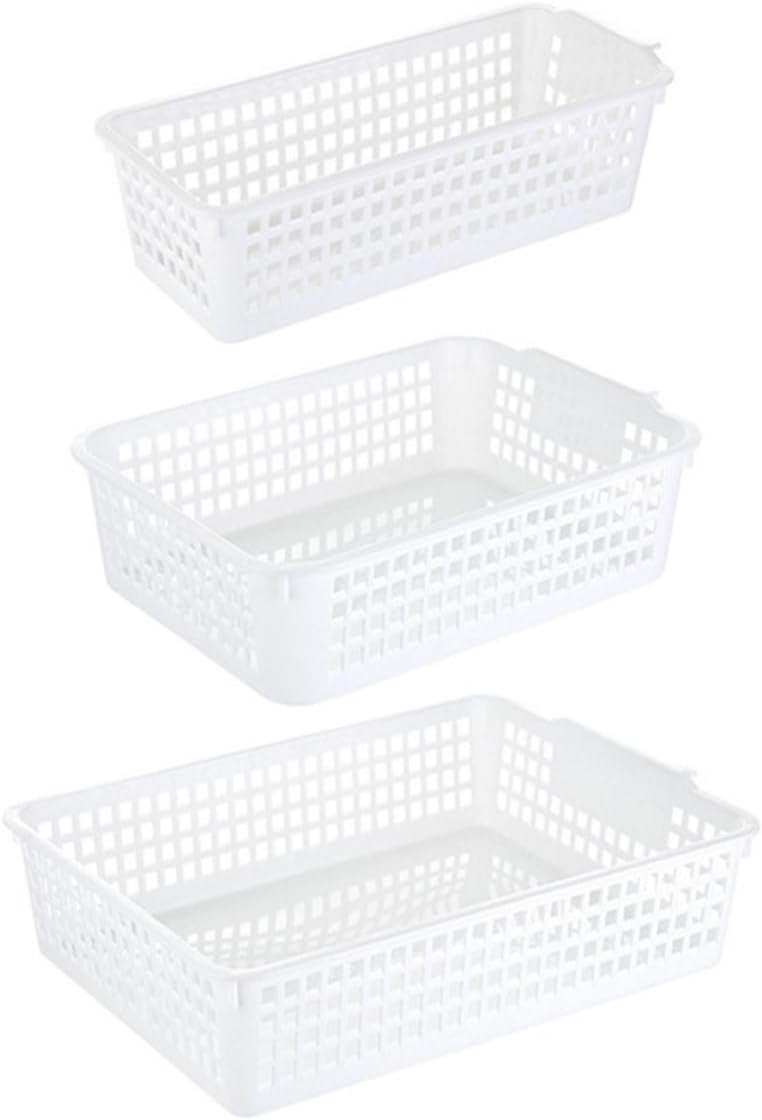 3pcs Plastic Storage Basket, Towels, and Sundries, White