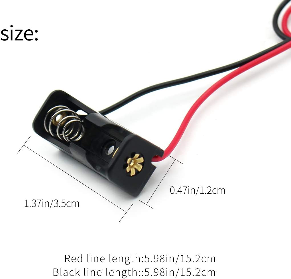 8 Pack A23 Battery Holder Box with Wire Leads 12V 23A Battery Holder Spring Clip Case Black Plastic Housing.