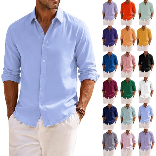 Men Long Sleeve Button Down Shirt Fall Dress Shirts Relaxed Fit Daily Top - image 1