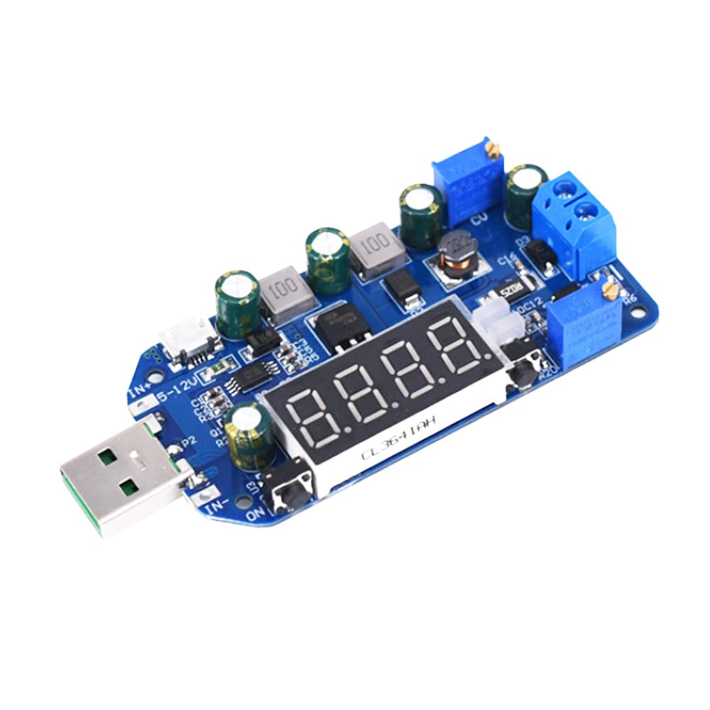YOURRYONG 15W 2A USB Boost Voltage Constant Current Power Supply Module 5V to 3.3V 9V 12V 24V D2P (DP2 Without Case)