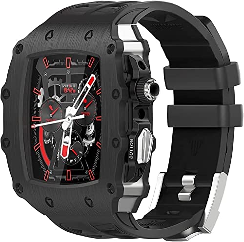 Kit modification Apple Watch en acier inoxydable et caoutchouc SCHIK 44mm 45mm