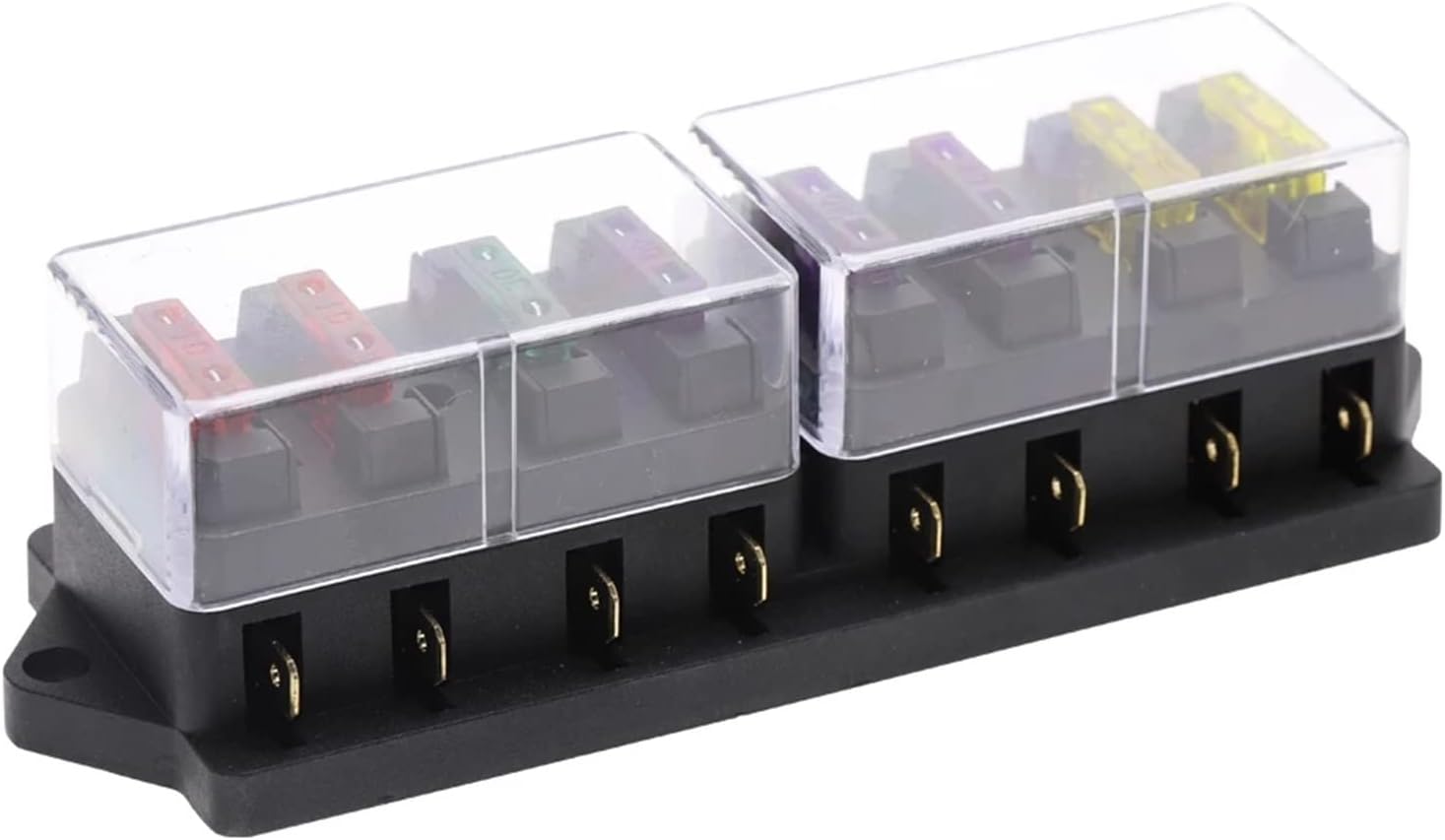 4/6/8/10/12 Way Car Fuse Holder Car Fuse Box Truck Auto Blade with 4/6/8/10/12 Fuses for 12V 32V ATO Standard Circuit (Color : 8 Ways)