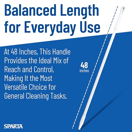 Image of SPARTA 48 inch Fiberglass Replacement Handle with 3 /4 inch Acme Thread Tip, Polyester Veil Reinforced, Hanging Cap, Commercial Cleaning, White (Pack of 12)