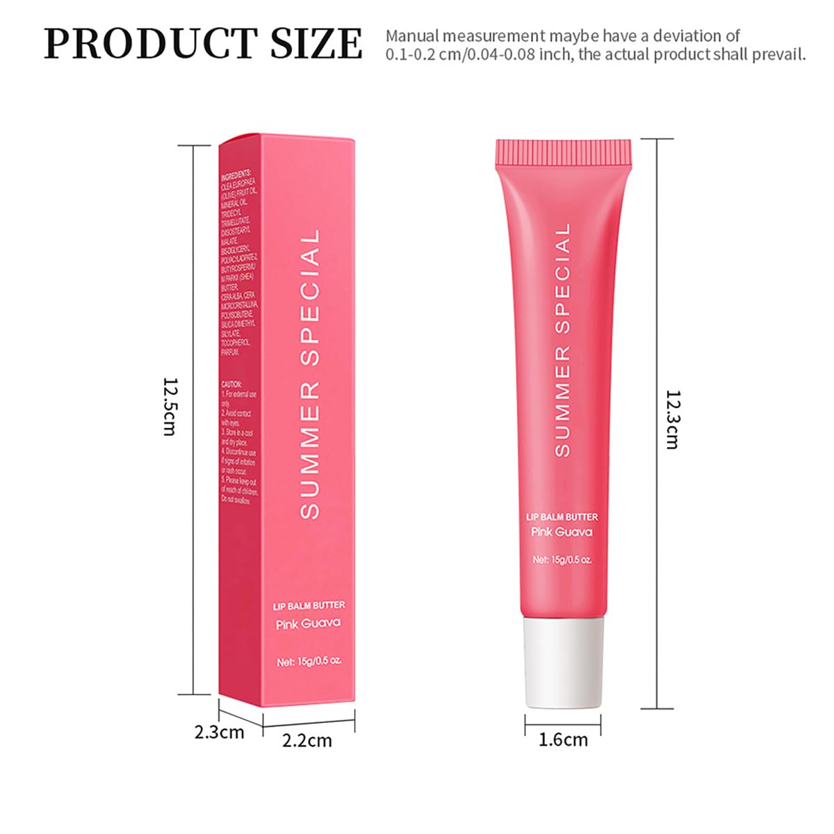 5-Color Lip Balm Butter Set-With Shea Butter&Avocado Oil Natural Ingredients, Lightweight&Non-Sticky, Instant Hydration, 5 Shades (Vanilla/Mint/lced Coffee/Cake/Guava), Natural Scent Ideal for Gifting - Image 8