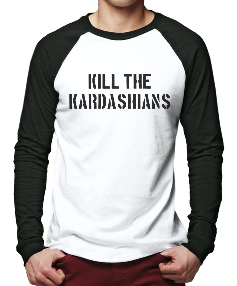 Hotscamp Men's White/Black Kill The Kardashians Baseball Top - XX-Large