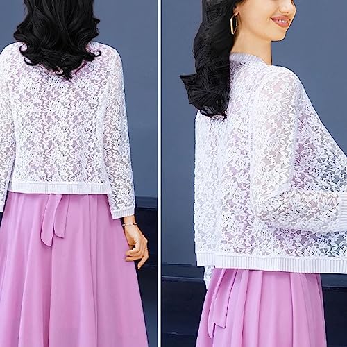 FindThy Women’s Open Front Lace Cardigan Long Sleeve Floral Crochet Summer Shrug Cover Ups4
